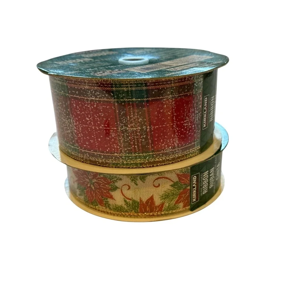 Kirkland Signature Wire Edged Ribbon Red holiday decor Lot of 2 - Picture 11 of 12
